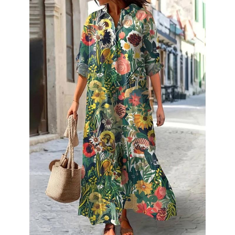 IHUASU Fashion Autumn Winter Long Sleeve POLO Neck Casual Dresses