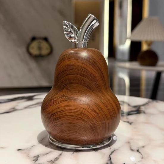 Wood Grain Pear Toothpick Dispenser Dental Floss Toothpick Holder Home Office Restaurant Kitchen Desktop Toothpick Organizer Container
