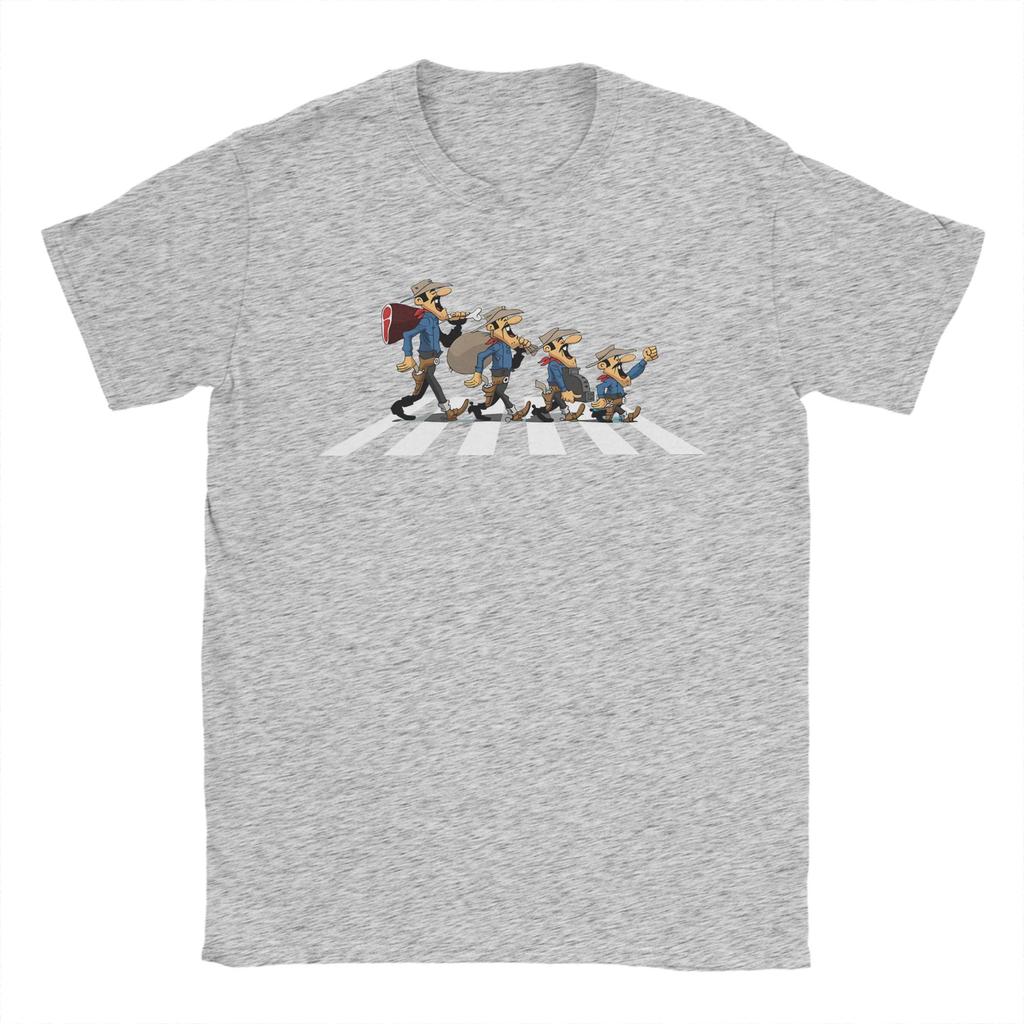 Dalton Abbey Road Lucky Luke T-shirt Uomo 100% Cotone Vintage T-shirt Girocollo Cartoni Animati T-shirt Manica Corta Top Stampati