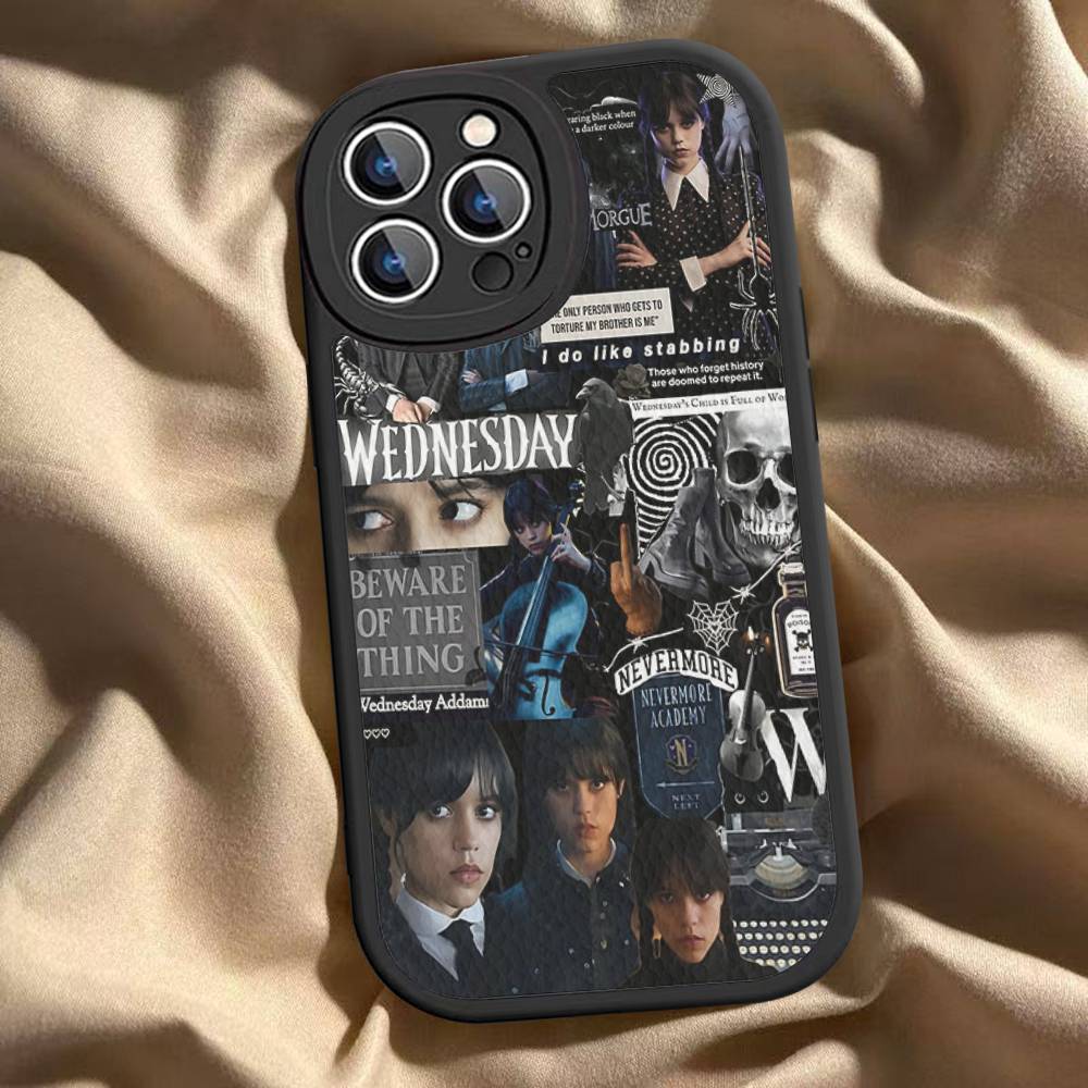 Custodia per Telefono Addams Mercoledì W-Wednesday Americano Per IPhone 16 15 14 13 12 11 Pro Max Plus Copertura in Pelle