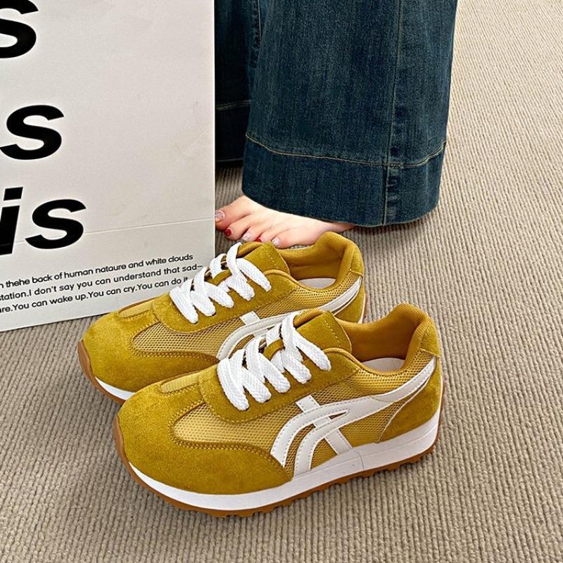 Taizhou Thick-soled Mesh Lace-up Women's New Mesh Breathable Casual Shoes Student Flat-soled Sports Shoes