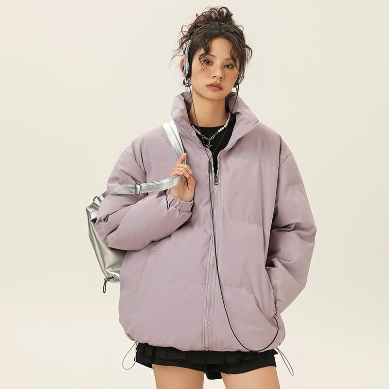 Mens Winter Thick Puffer Jacket Loose Streetwear Casual Warm Coat Solid Color