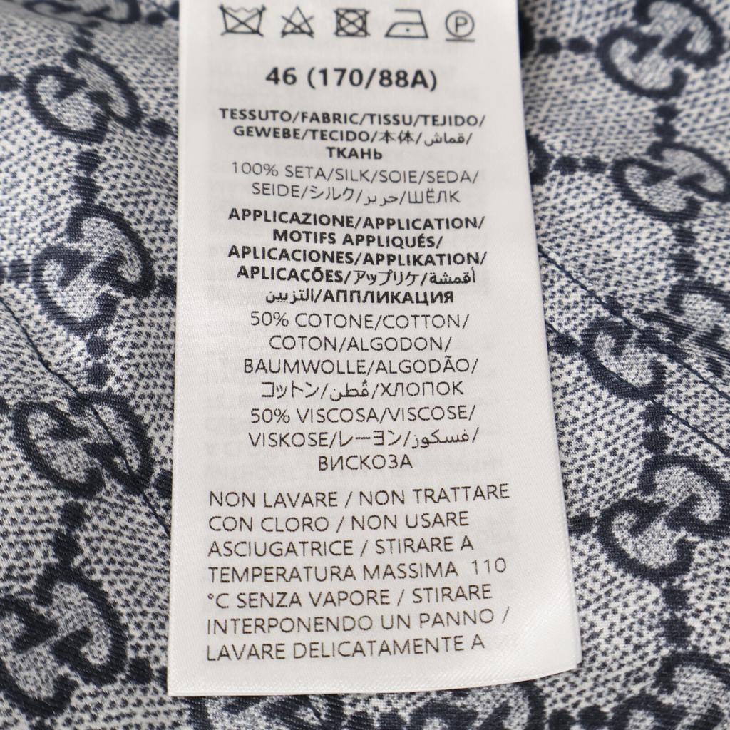 GUCCI [/Domestic Regular] 794903 GG Print Silk Long Sleeve Pajama Shirt/ tops Navy / grayUsed