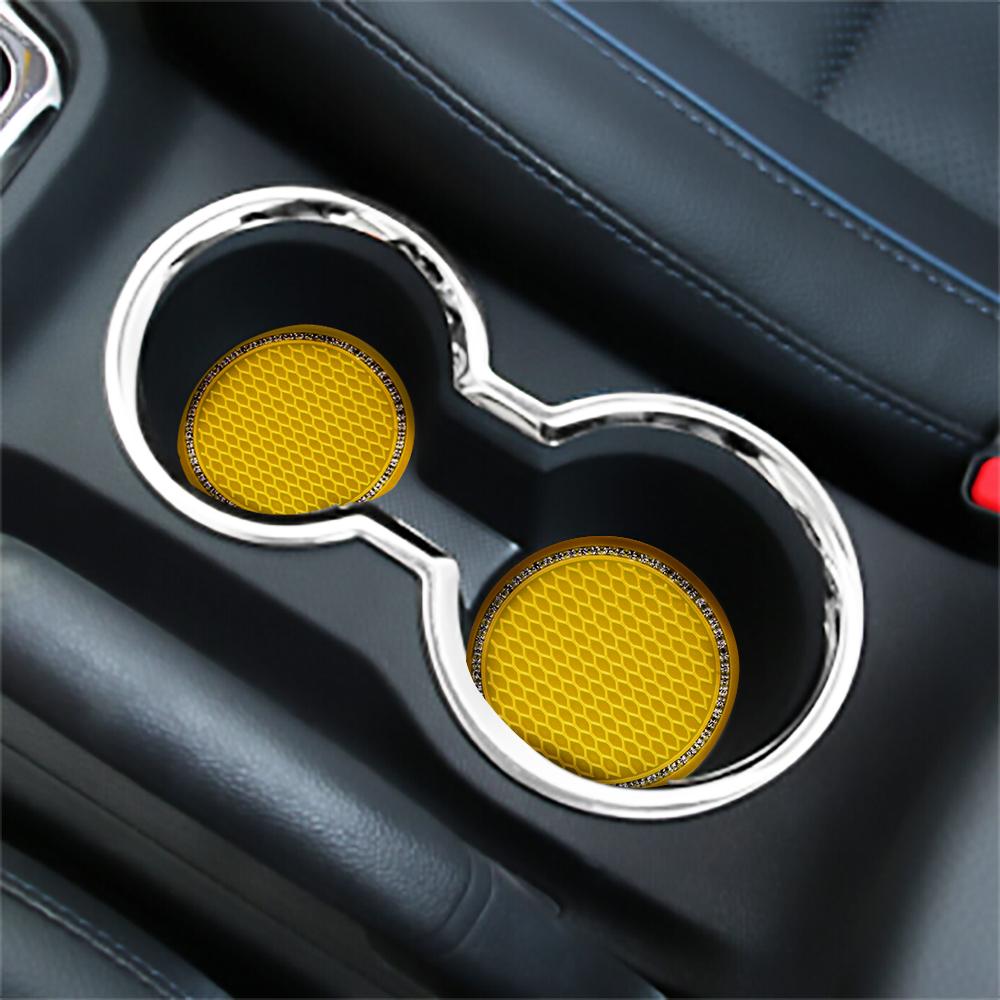 2pcs/set Car Coaster Water Cup Bottle Holder Anti-slip Pad Mat Silica Gel For Interior Decoration Car Styling