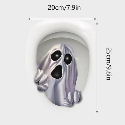 1PC Halloween Ghost Drill Out Of Toilet Stickers Painted Toilet Decoration Waterproof Toilet Lid Stickers