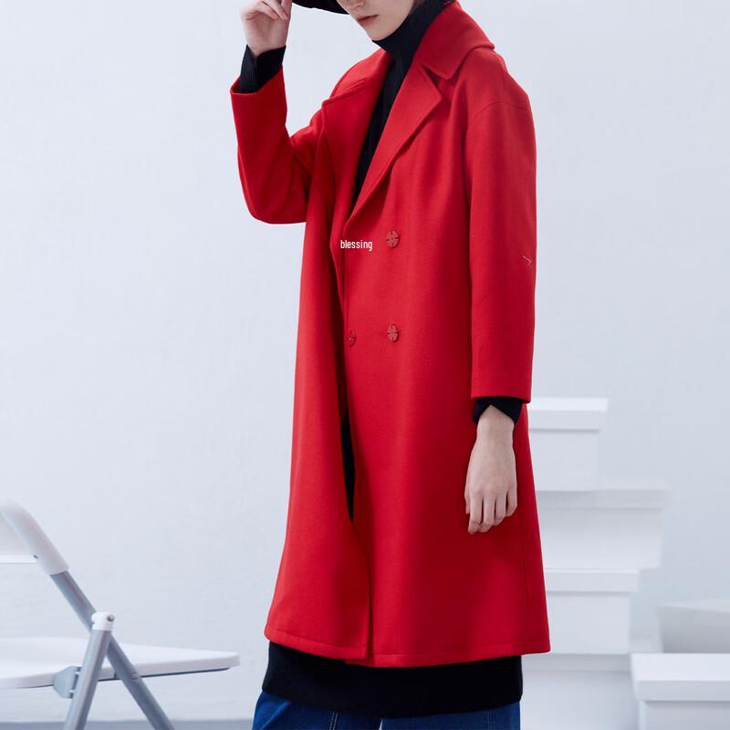 Sinuofuide Women's Cashmere Blend Lapel Long Coat