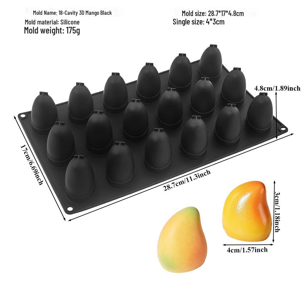 Moldes de Silicona para Mousse de Fruta 3D: Pera, Manzana, Piña, Melocotón, Durian, Frambuesa.