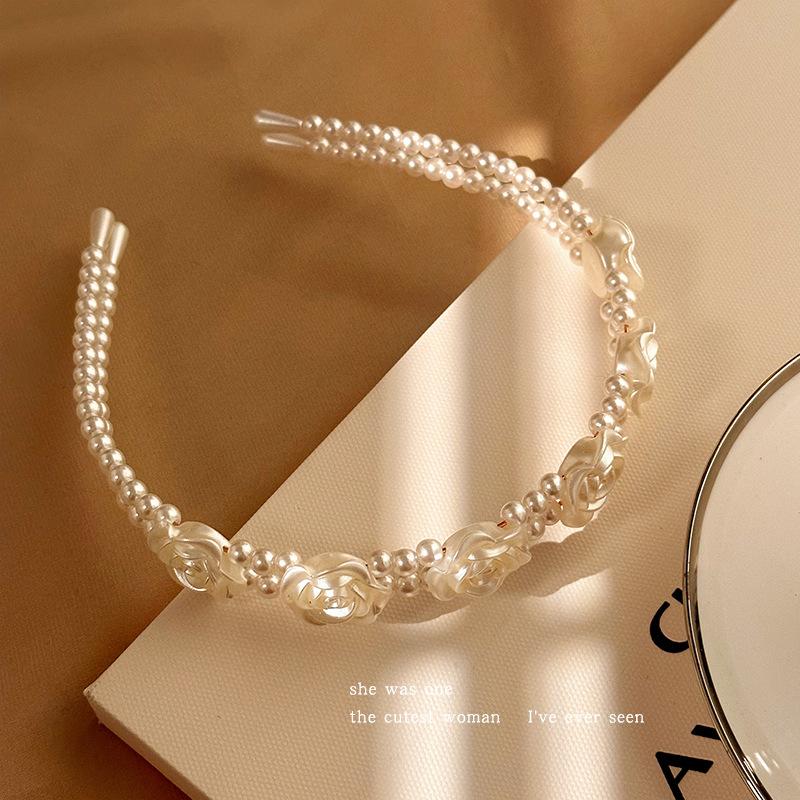 

Изысканные обручи для волос с искусственным жемчугом и цветами, модные аксессуары для волос, праздничный стиль, идеальные подарки для девочек