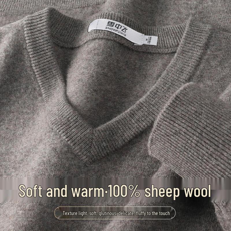 SNOWFLYING Men s 100% Merino Wool V-Neck Pullover Sweater XL