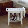 Non-Slip Home Bathroom Shower Stool Mold-Resistant Storage Seat White Plastic Storage Bench with Shelves Bath Shower Essentials
