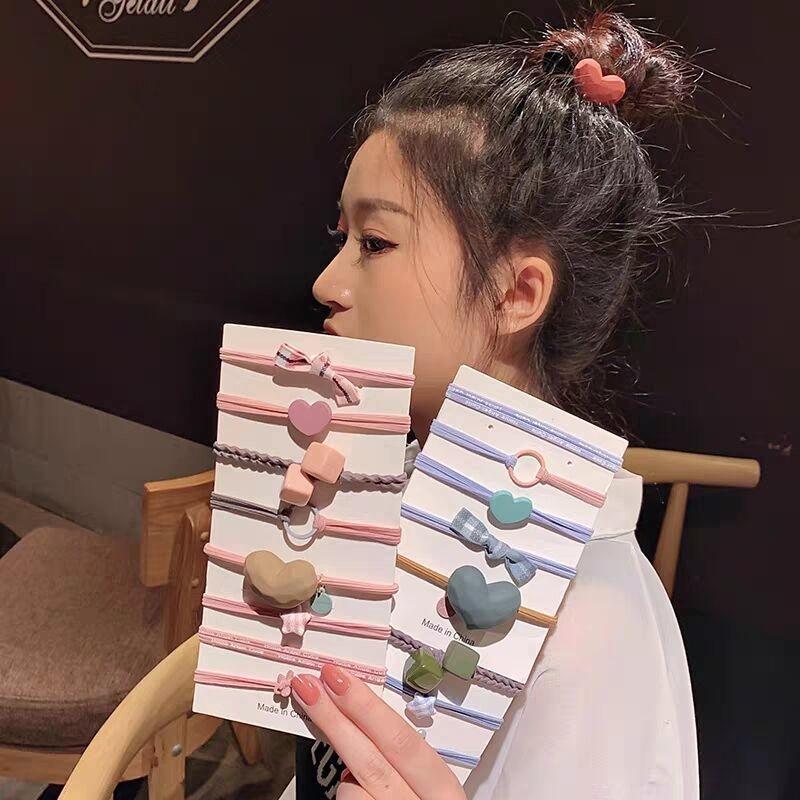 Women Hair Clip Accessories Set Elastic Ponytail Holder Rubber Coil Bands Kids Simulated Pearl Barrettes for Girls Headwear