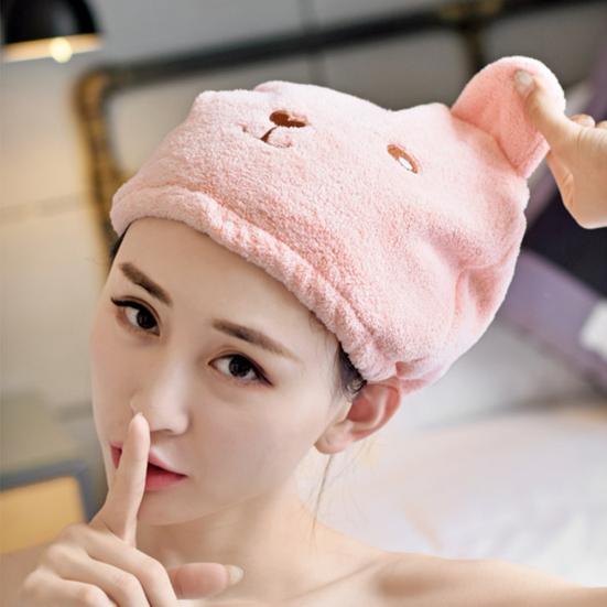 Niedlicher Bär, wasserabsorbierende Dusche, schnelltrocknende Haarmütze, Kopfwickel, Handtuch, Badekappe