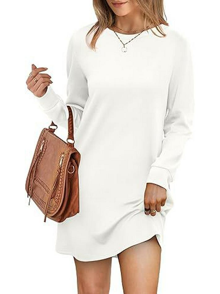 

Женское платье-свитшот с круглым вырезом, складкой на спине и карманами - Длинный рукав, 2024 XXL