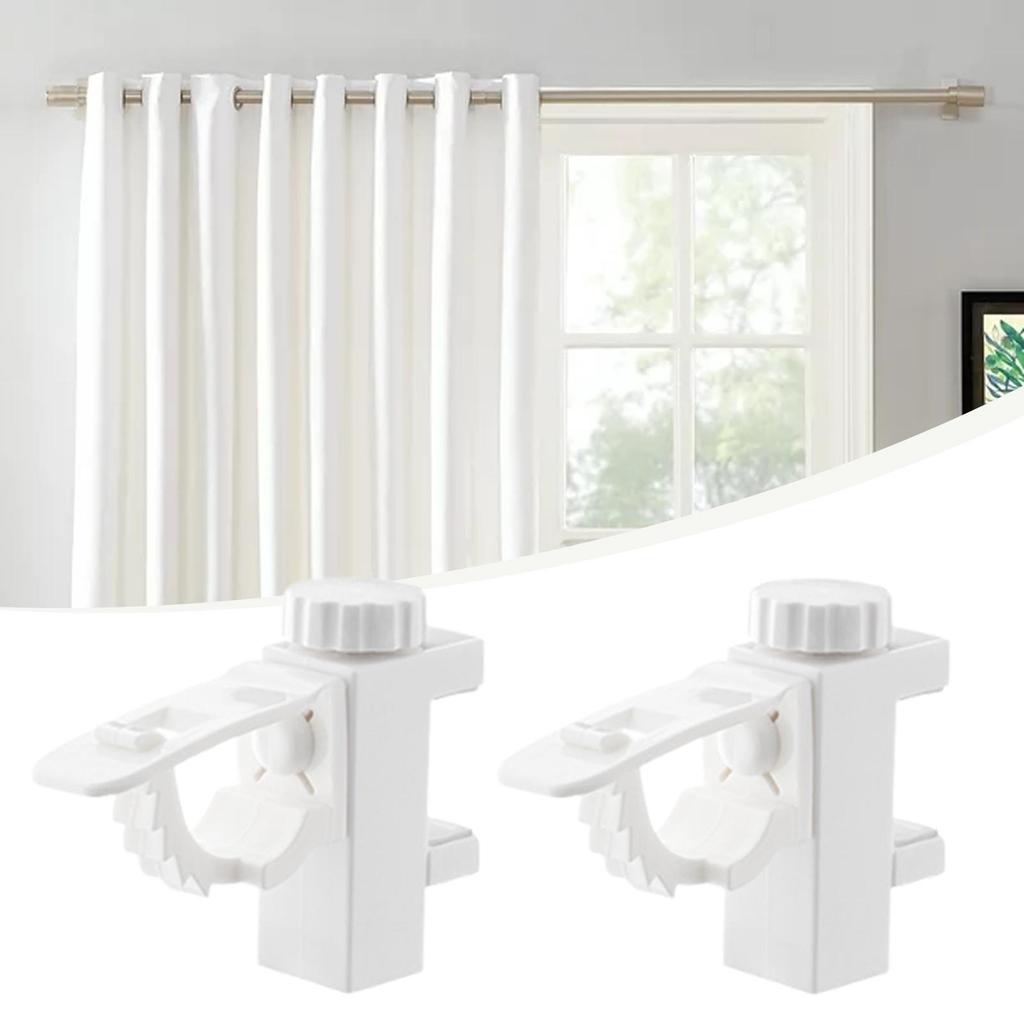 2x Curtain Rod Brackets Supports Multifunction Easy Installation Universal Curtain Hangers for Bathroom Wardrobes Bookcases