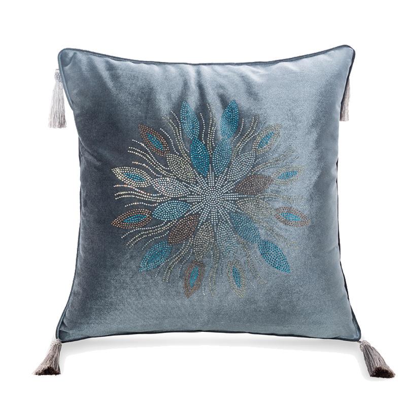 

Роскошный европейский бархатный горячий сверлильный цветочный кисточка диванная подушка чехол для украшения дома отеля спальня наволочка