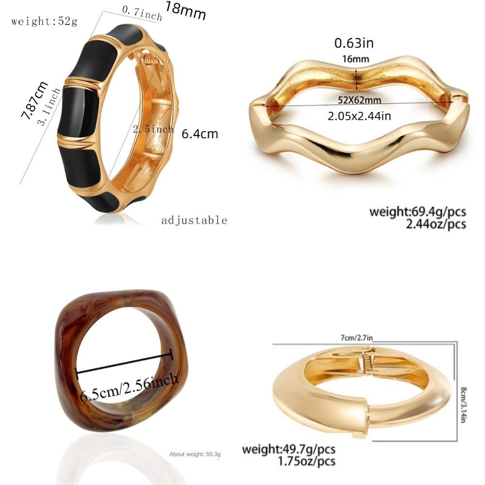 Zinc Zinc Alloy Acrylic Bangle Vintage Retro Hand Ring Creative Irregular Chunky Bangles  Gift