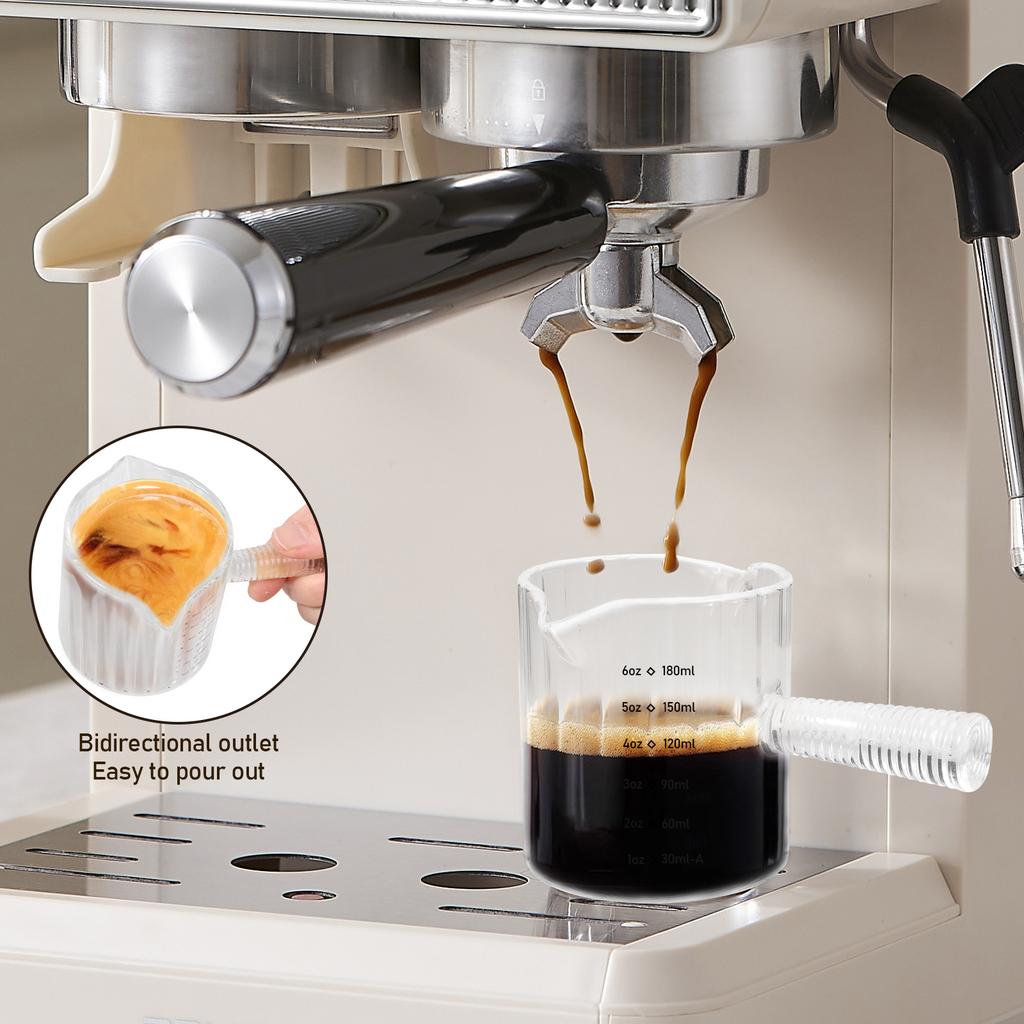 Espresso Cups Glass Handle Double Single Spout Glass Measuring Cup Clear Espresso Shot Glass V-Shaped Mouth Espresso Accessories