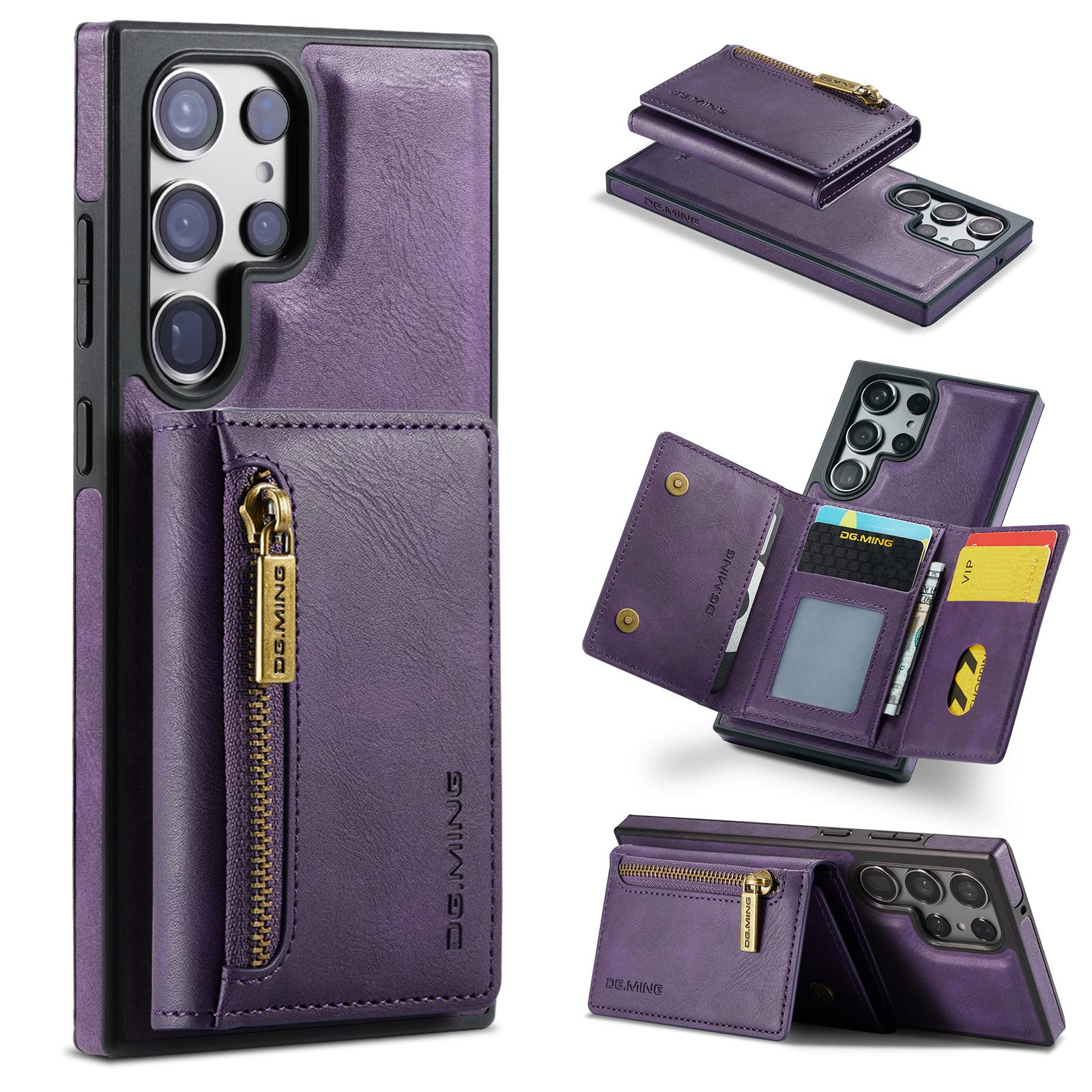 

DG.MING M5 Series For Samsung Galaxy S24 Leather Phone Case Magnetic Detachable Wallet Cover Purple