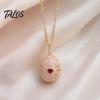 Talos Openable Egg Pendant Necklace, Cubic Zirconia Heart Retro Box Jewelry Gift for Girlfriend Wife Mom