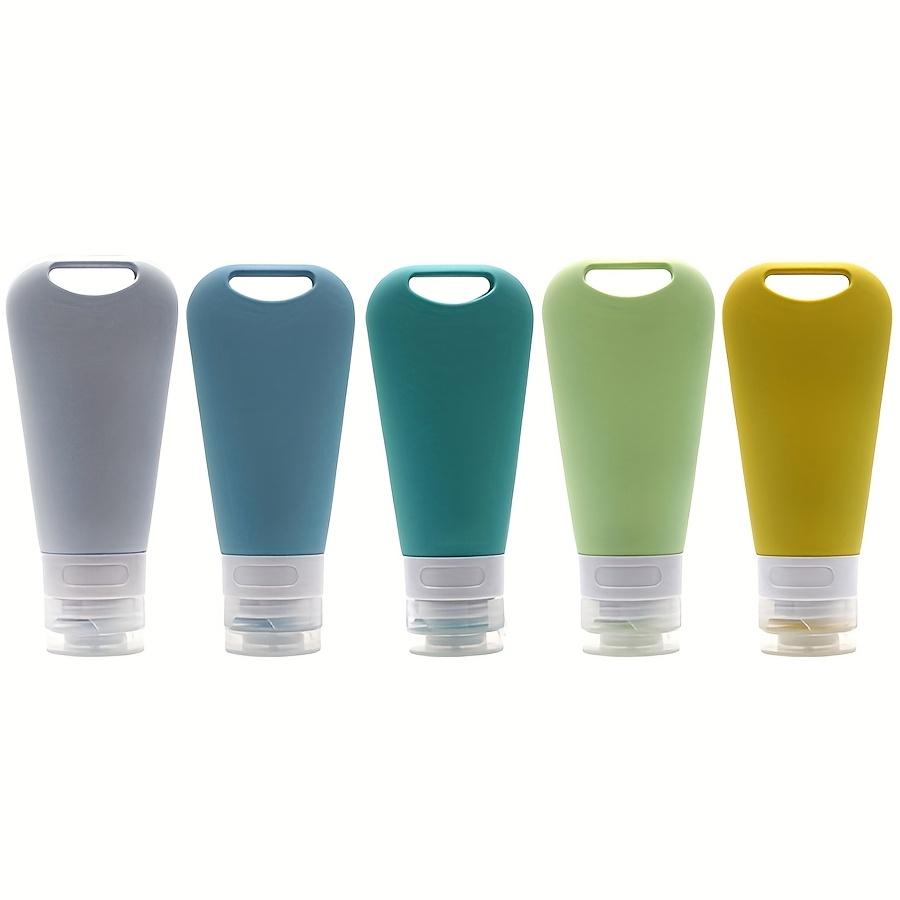 90ml Silicone Hanging Fan Shaped Dispensing Bottle Travel Cream Jar with Carabiner and Sticker Set Cosmetic Storage Container