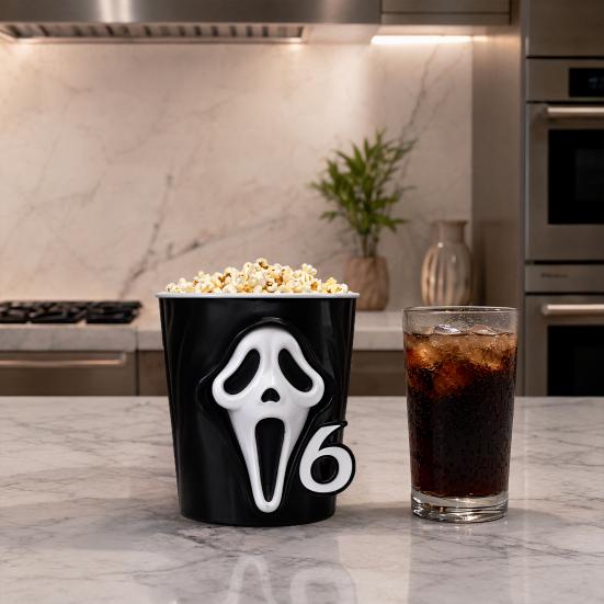 Decorative Halloween Figurine 3D Printed Screaming Skull Popcorn Bucket, Box Table Small Decoration Piece Ornament, Creative Container for Living Room