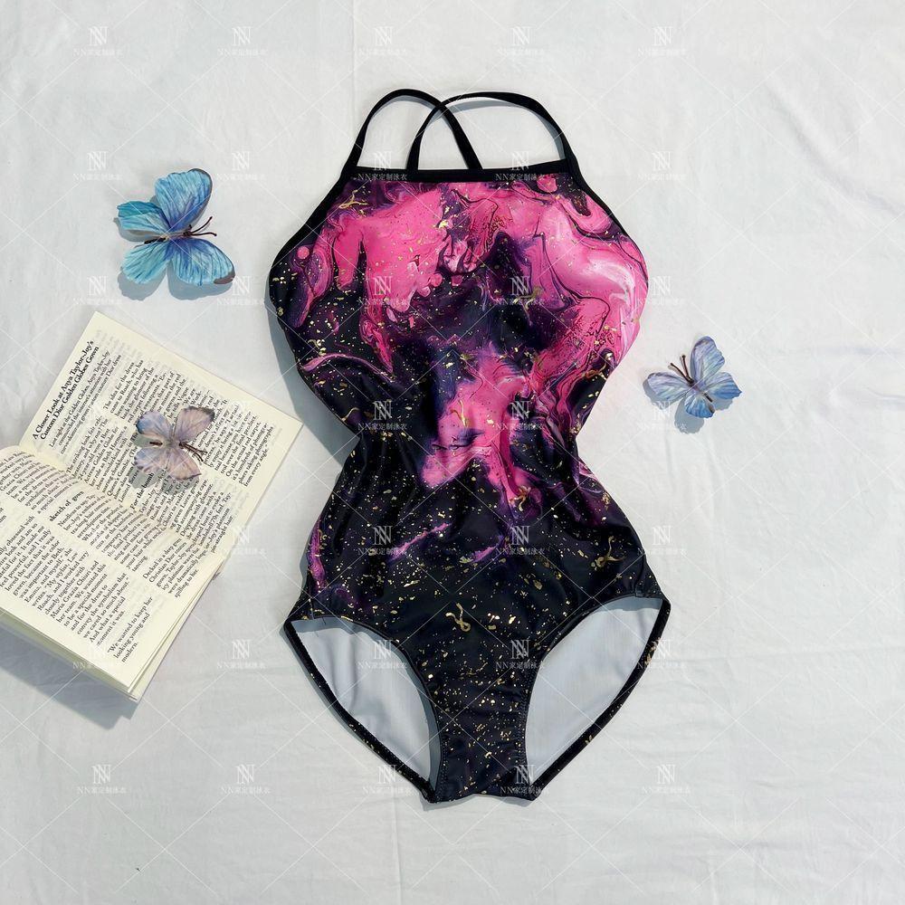 High value ins one-piece triangle racing swimsuit conservative low fork slightly fat large size swimsuit M