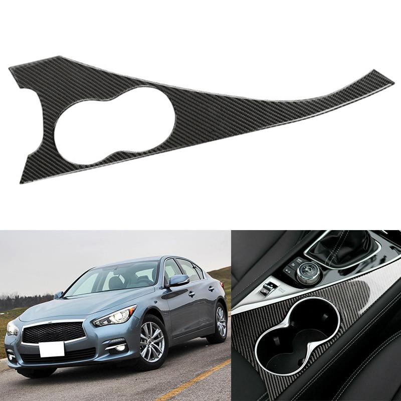 

Car Interior Water Cup Holder Panel Trim Cover Decor Sticker Carbon Fiber Look For Infiniti Q50 2014-2019