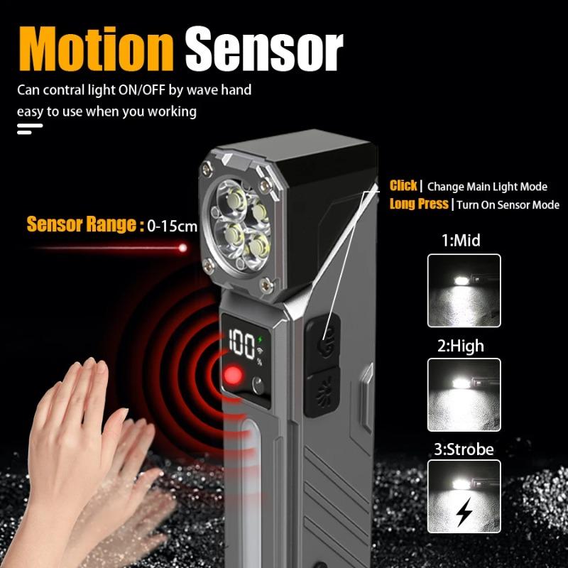 פנס פינתי נטען USB רב-תכליתי אור אווירה צבעוני פנס מגנטי, אור עבודה, פנס ראש, אופניים