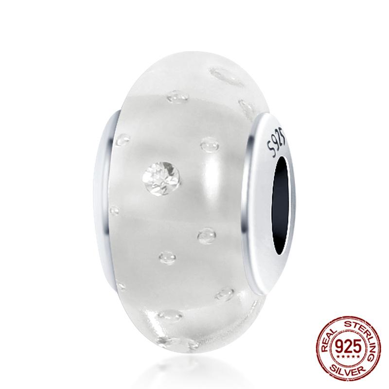 Compatible With Charm Bead Charms Ideal For Authentic Bracelets With 3mm Bracelets Diy Sea Blue Glass Bead Charms Copper Jewellery Making Ideal For Wo