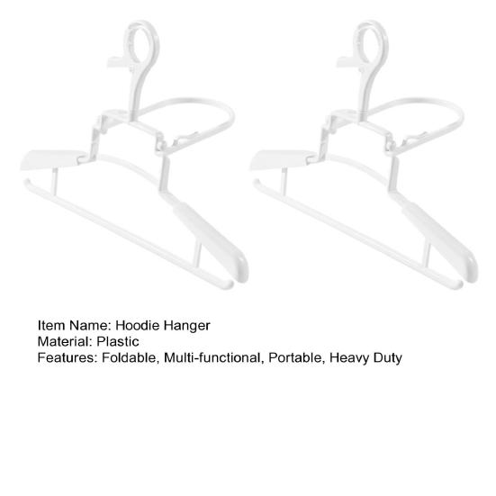 2 Pcs Foldable Hoodie Hanger Plastic Clothes Drying Rack Stretchable Heavy Duty Anti-Slip Clothes