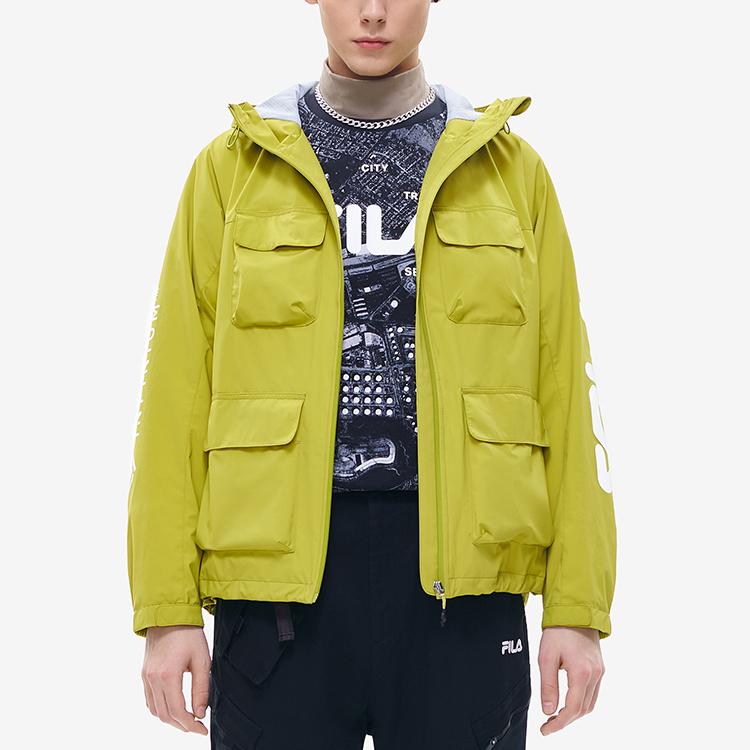 Fila Fusion Outdoor Casual Multi-Pocket Solid Color Hooded Jacket Men Jackets Muscle-Green T11M211708FGN