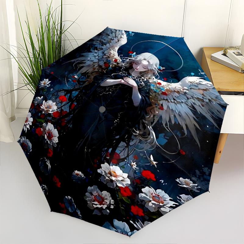 

1pc Elegant Angel Wings Outdoor Umbrella Automatic Opening/Closing, Foldable Design with Iron Frame, Perfect for Festivals, Travel, Daily Use, Gi