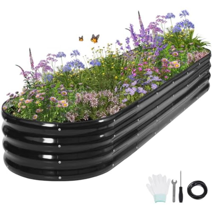 

Galvanized Raised Garden Bed Outdoor Metal Planter Box Steel Raised Garden Bed Kit with Safety Edging and Gloves for Vegetables United States