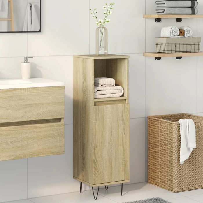 VidaXL Armoire salle de bain chêne sonoma 30x30x100 cm, armoire de rangement de salle de bain, armoire de bain, meuble de 849671