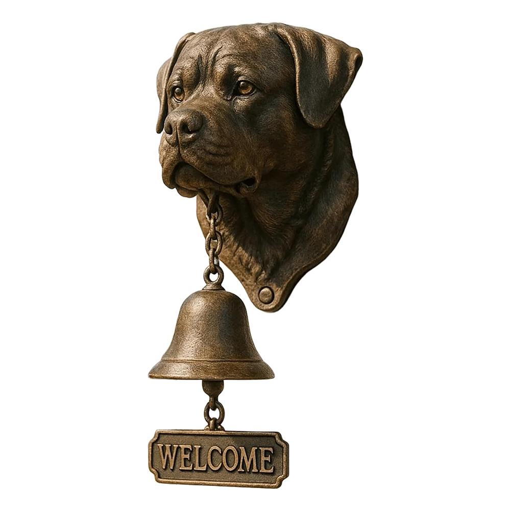 Cute Dog-Shaped Doorbell Pug Outdoor Patio Garden Welcome Door Hanging Decoration Front Door Cast Iron Wind Chimes Dinner Bell