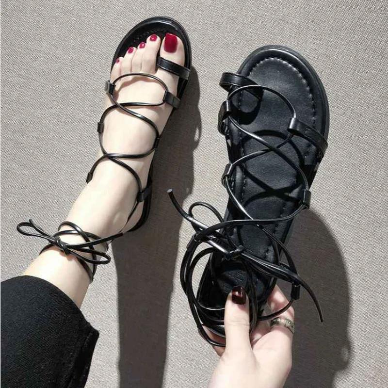 Fashion Women's Sandals Strappy Ladies Shoes Beach 2025 Luxury Shoe Sales Korea Summer Original Trending Cheap Liquidation Sandal Sale
