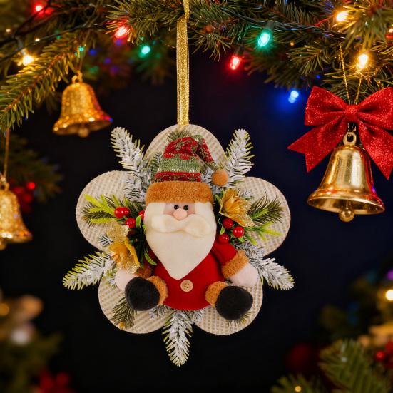 Christmas Plush Doll Door Hanging Decoration Cute Snowman/Santa Claus Wreath for Wall Front Door