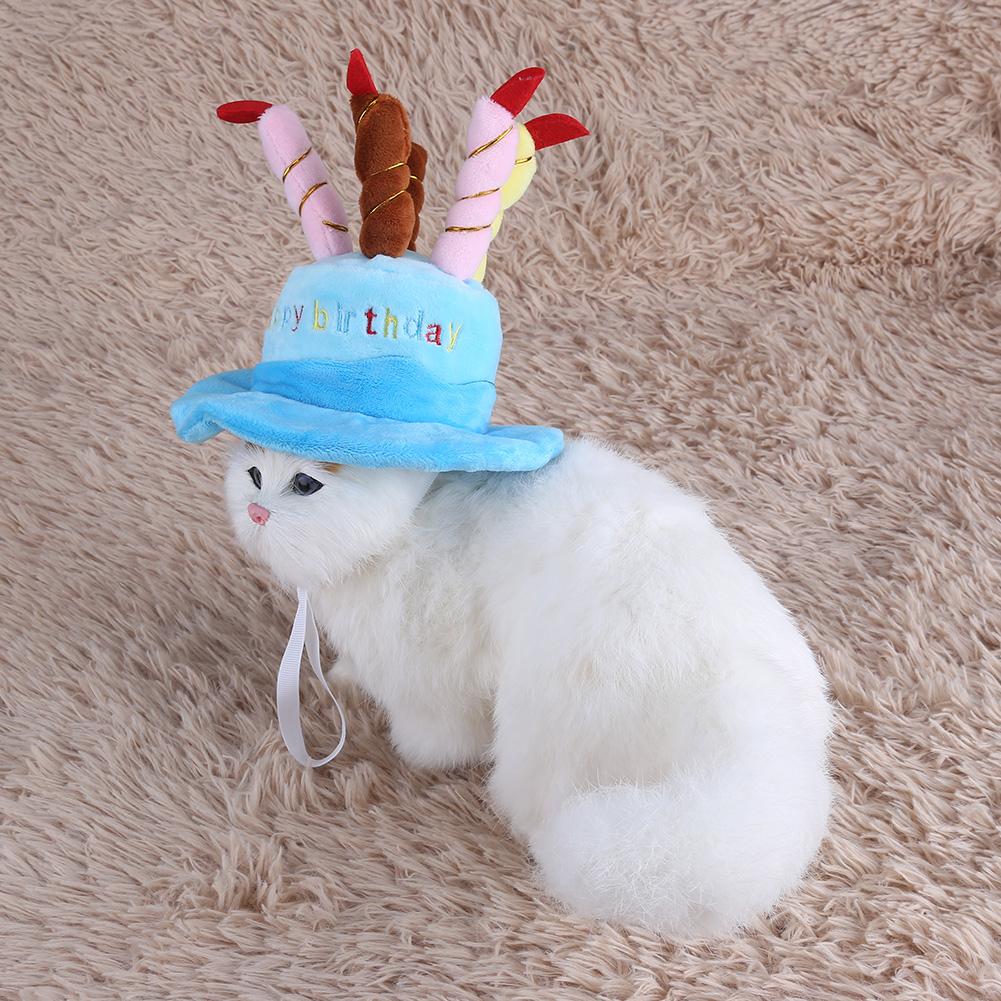Candles Design Pet Costume Birthday Hats Accessory for Dogs Small Animals Blue