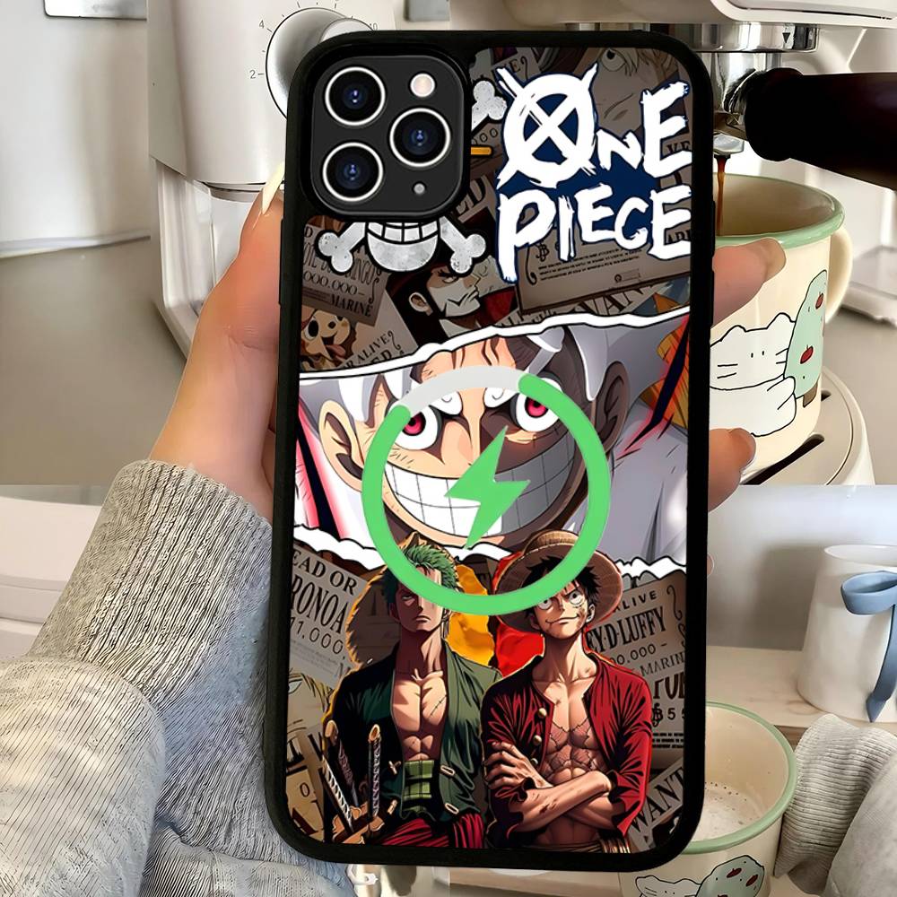 Cartoon Ones P-Piece Luffys-Ace Magnetic Matte Phone Case For IPhone 16 17 15 14 13 12 11 For Magsafe Wireless Charge Cover