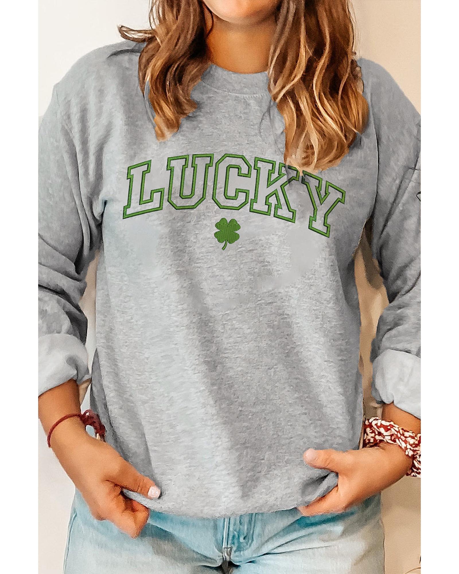

Azura Exchange Clover Embroidered Pullover Sweatshirt M серый