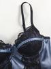 Dark Blue Satin Lace Spliced Camisole - Slimming, Sexy, and Stylish Inner/Outerwear Top