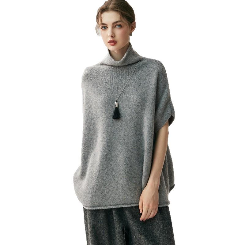 Women's High Neck Yak Wool Batwing Sleeve Sweater - 2025 Autumn/Winter