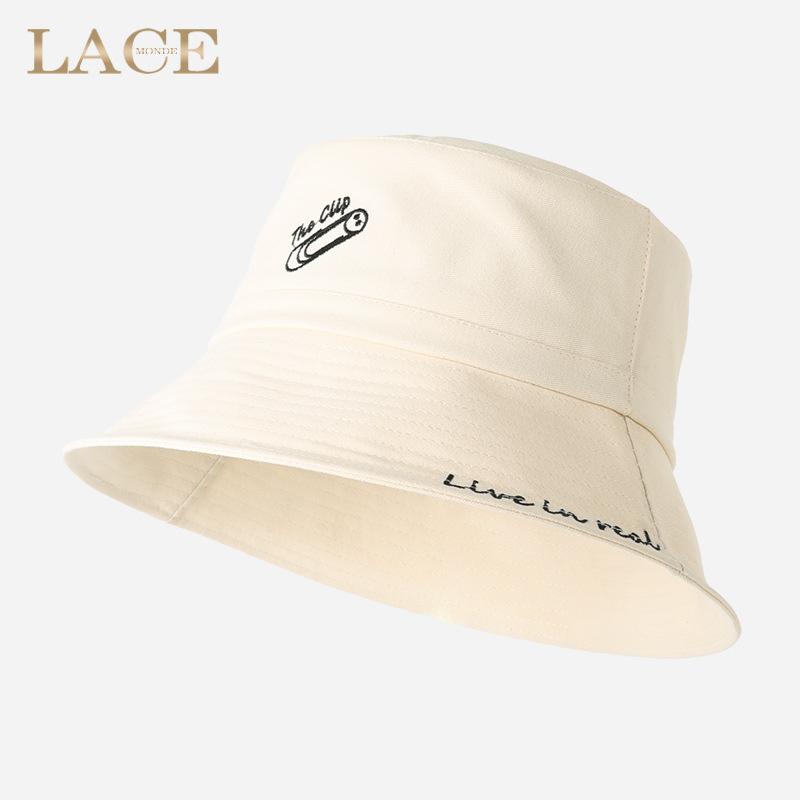 Summer Embroidery Letter Pattern Bucket Hat Fashion Girls Outdoor Sun Beach Fisherman Cap Classic Girly Casual Bob Panama Hat