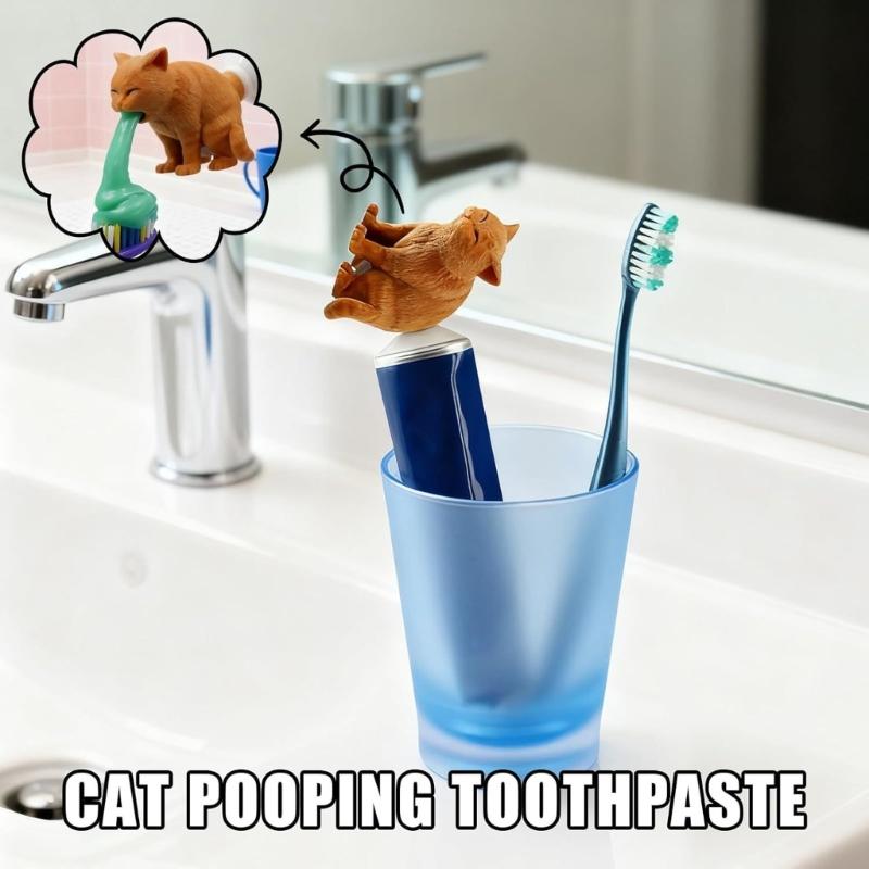Funny Kitten Vomit Toothpaste Squeezer 3D Printed Bathroom Essential Safe For Kids And Adults