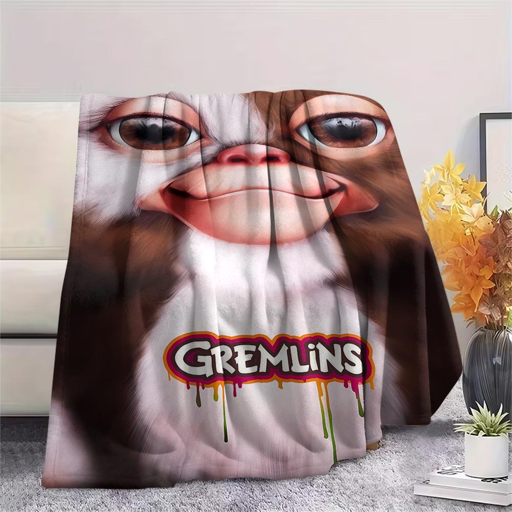 1PC Gremlins Print Flannel Blanket, High quality All Seasons, Home Decor, Warmth and Comfort, Perfect for Christmas Gifts
