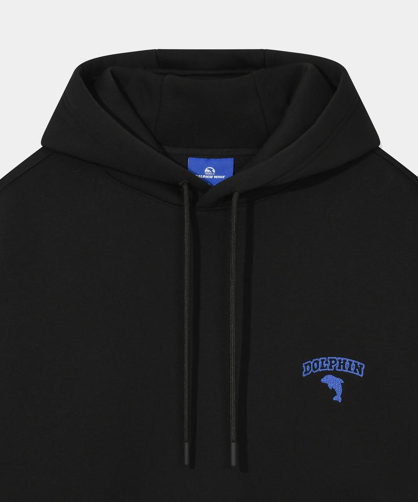 [Set] Dolphin Chain Embroidery Fleece Hoodie & Jogger Pants Black