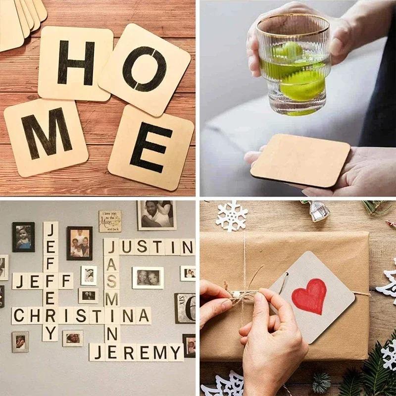 1-10cm Unfinished Blank Wood Square Slice Cutouts, Wooden Squares for DIY Arts Craft Projects, Pyrography, Painting, Writting