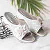 Large size wedge slippers summer new hollow flower flat bottom one-word cool slippers beach shoes