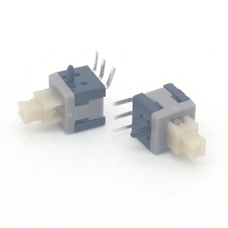5.8x5.8 Self-Locking Flat Head Push Button Switch, Side Insert, Three-Pin