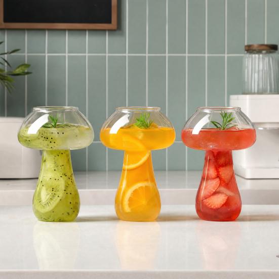 Mushroom Cocktail Glass Cup, Creative Clear Wine Glasses, Cute Coffee Cups, Novelty Drinkware Bar KTV Tool